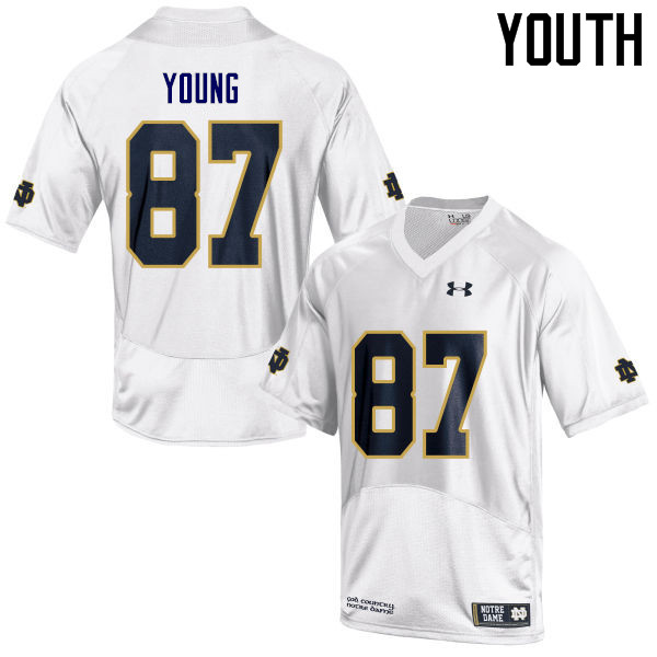 Youth #87 Michael Young Notre Dame Fighting Irish College Football Jerseys Sale-White